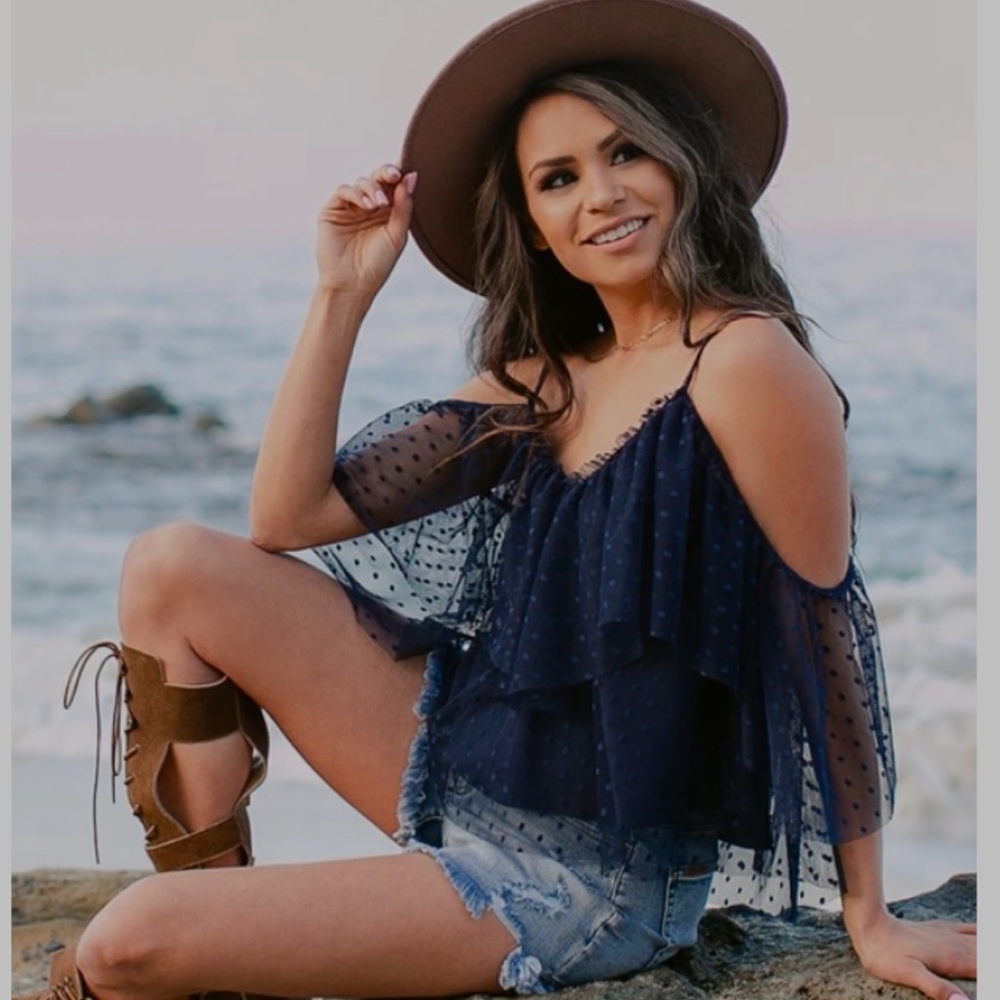 NWT Joyfolie Niah Top in Ombre Blue